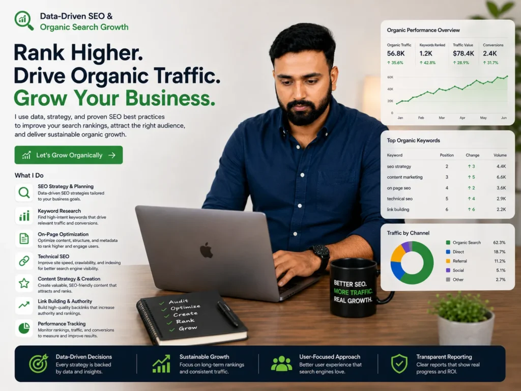 Search engine optimization for organic website traffic
